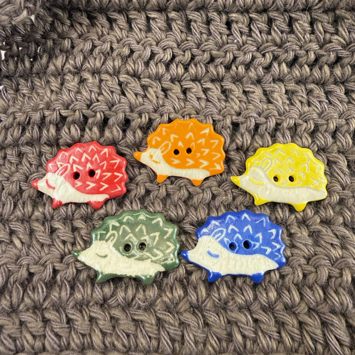 Sgraffito Hedgehog Ceramic Buttons
