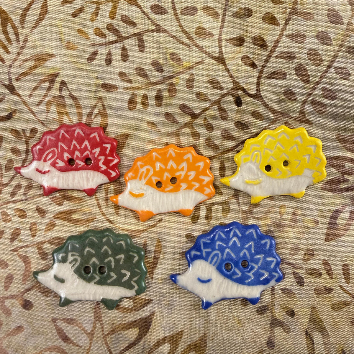 Sgraffito Hedgehog Ceramic Buttons