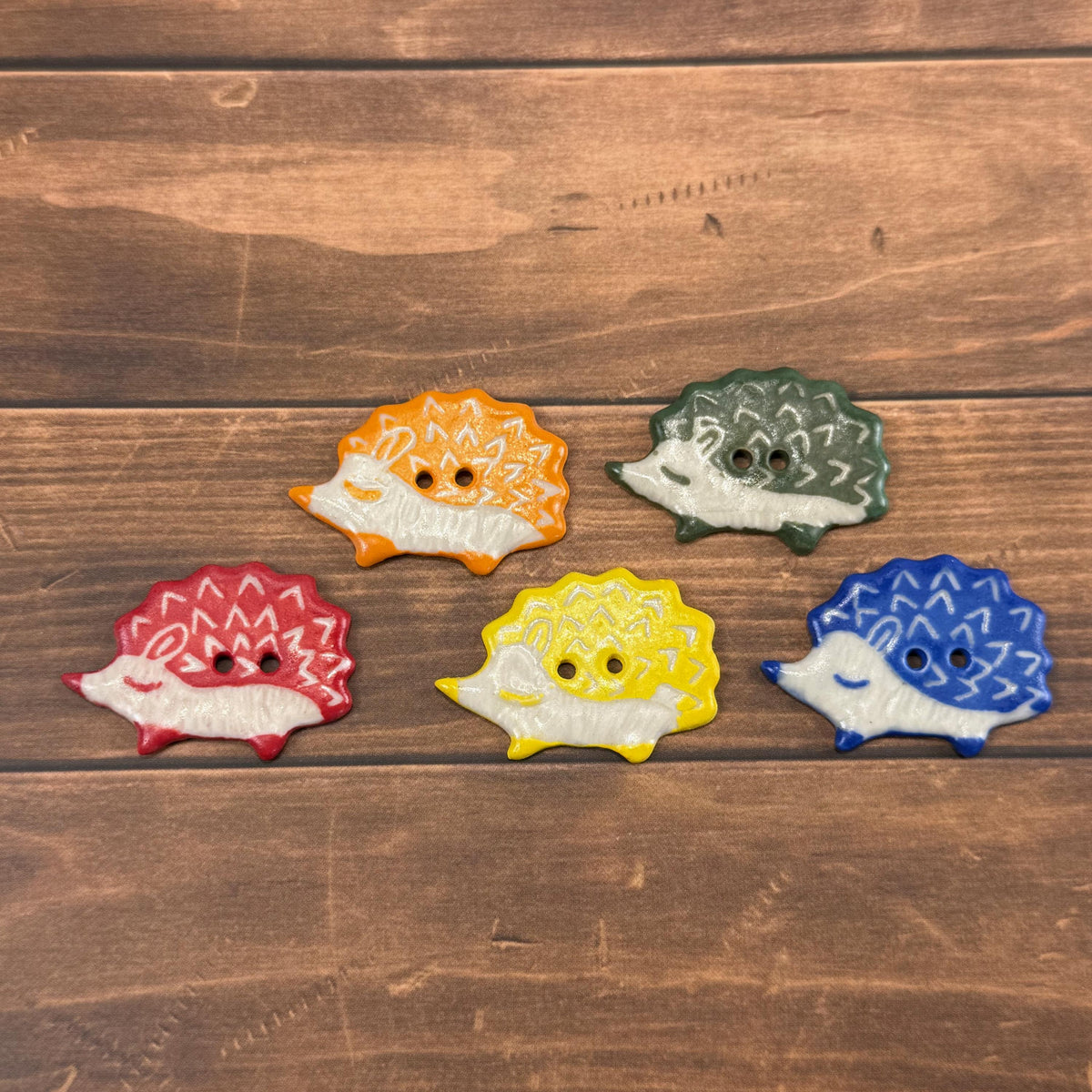 Sgraffito Hedgehog Ceramic Buttons