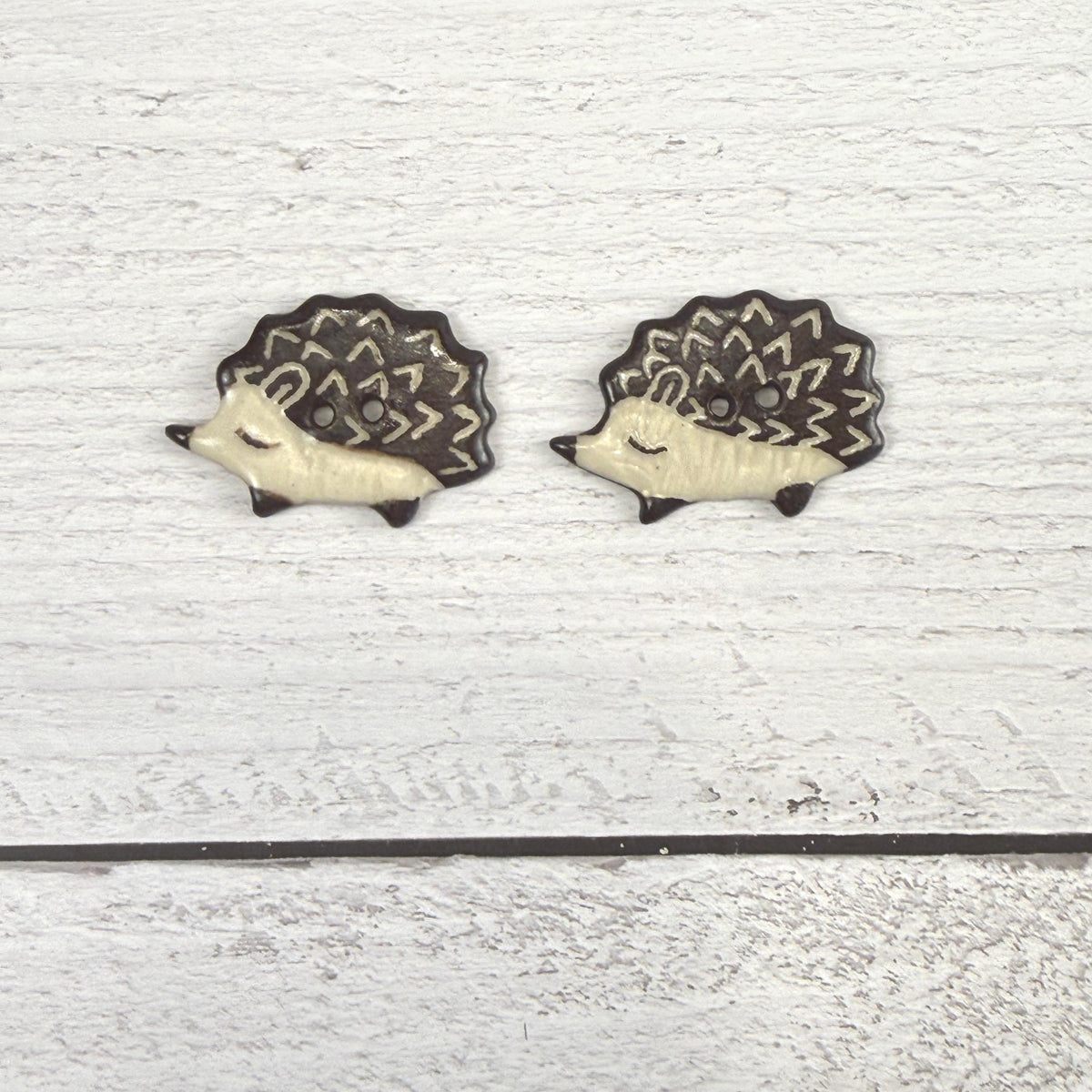 Sgraffito Hedgehog Ceramic Buttons