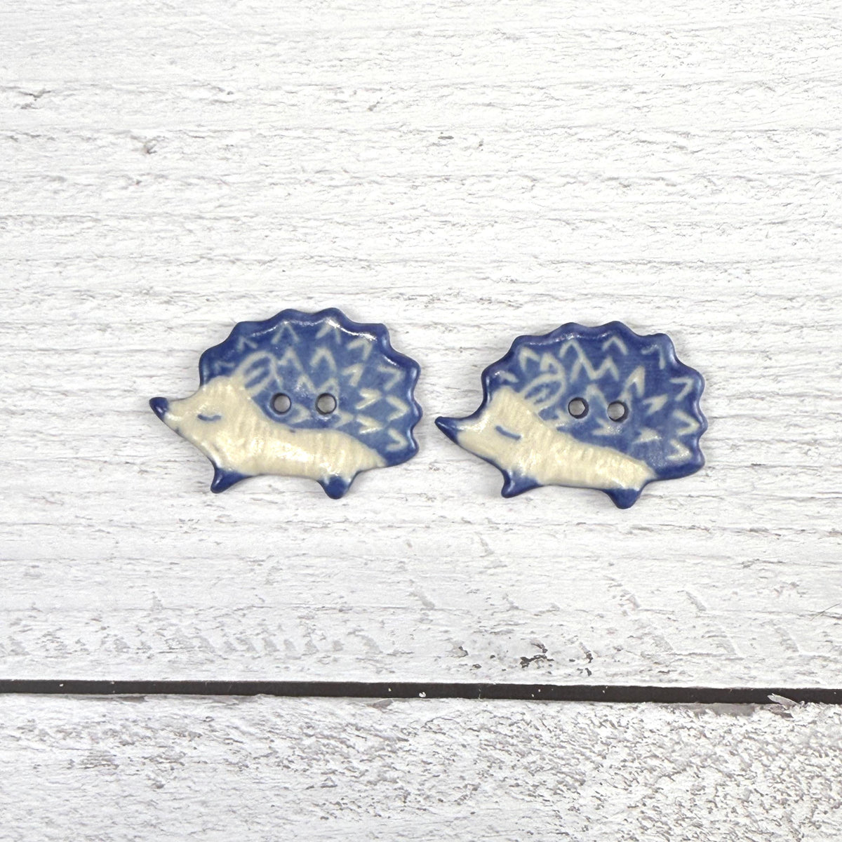 Sgraffito Hedgehog Ceramic Buttons