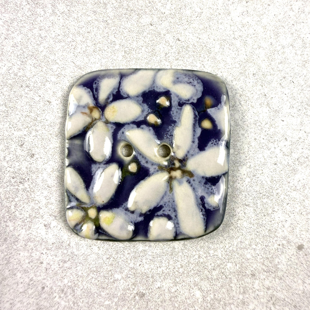 White Flowers on Purple Square Buttons