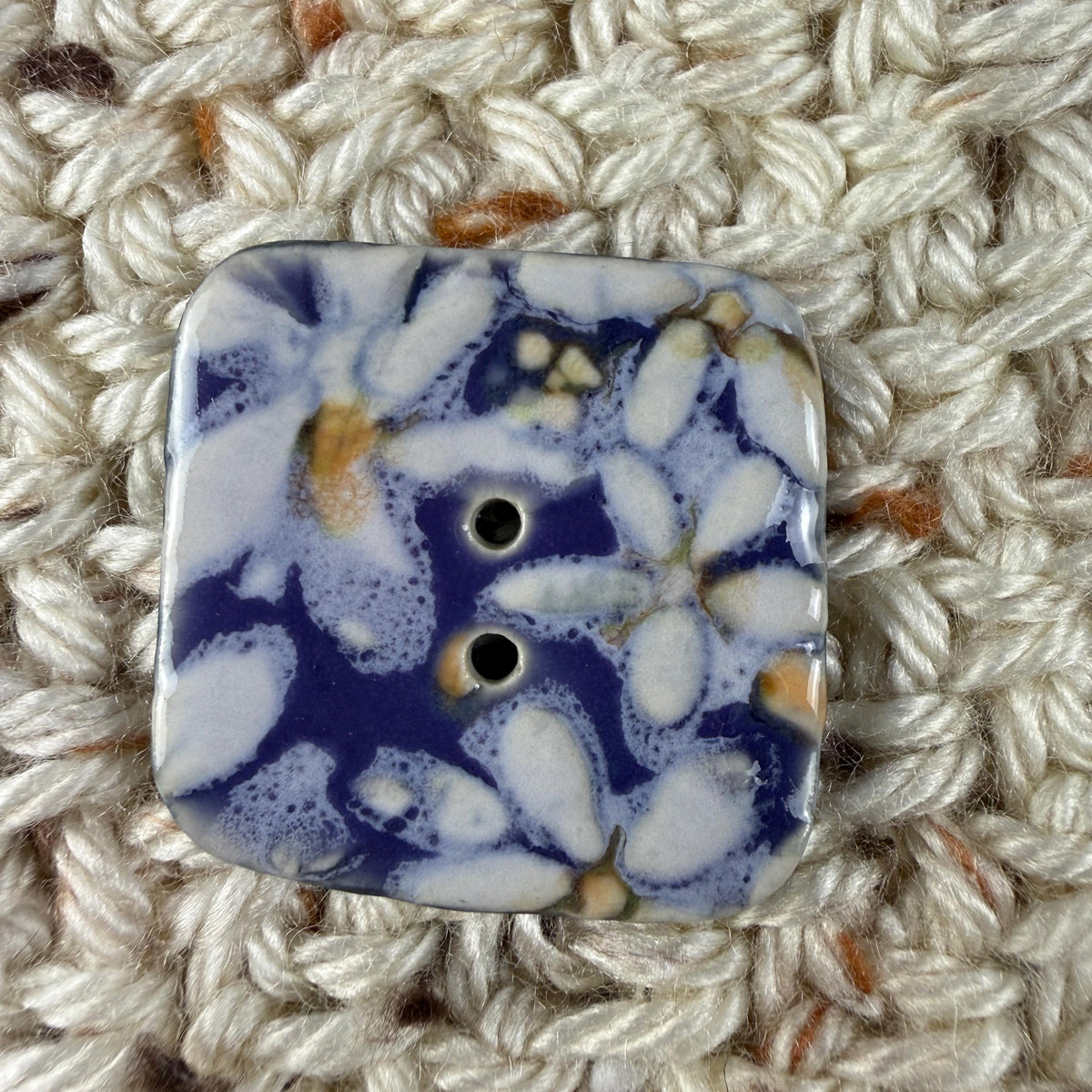 White Flowers on Purple Square Buttons