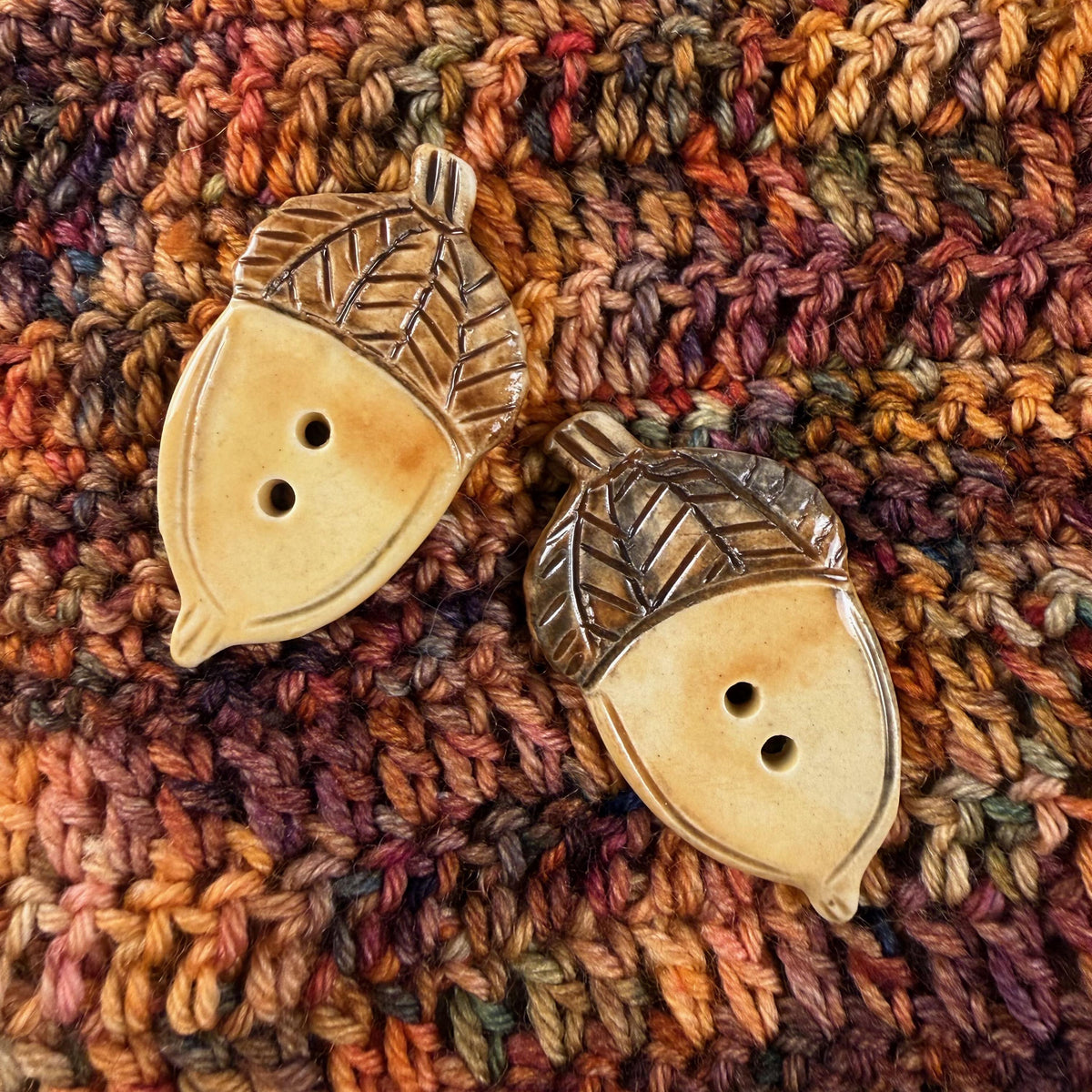 Pair Large Acorn Shaped Buttons