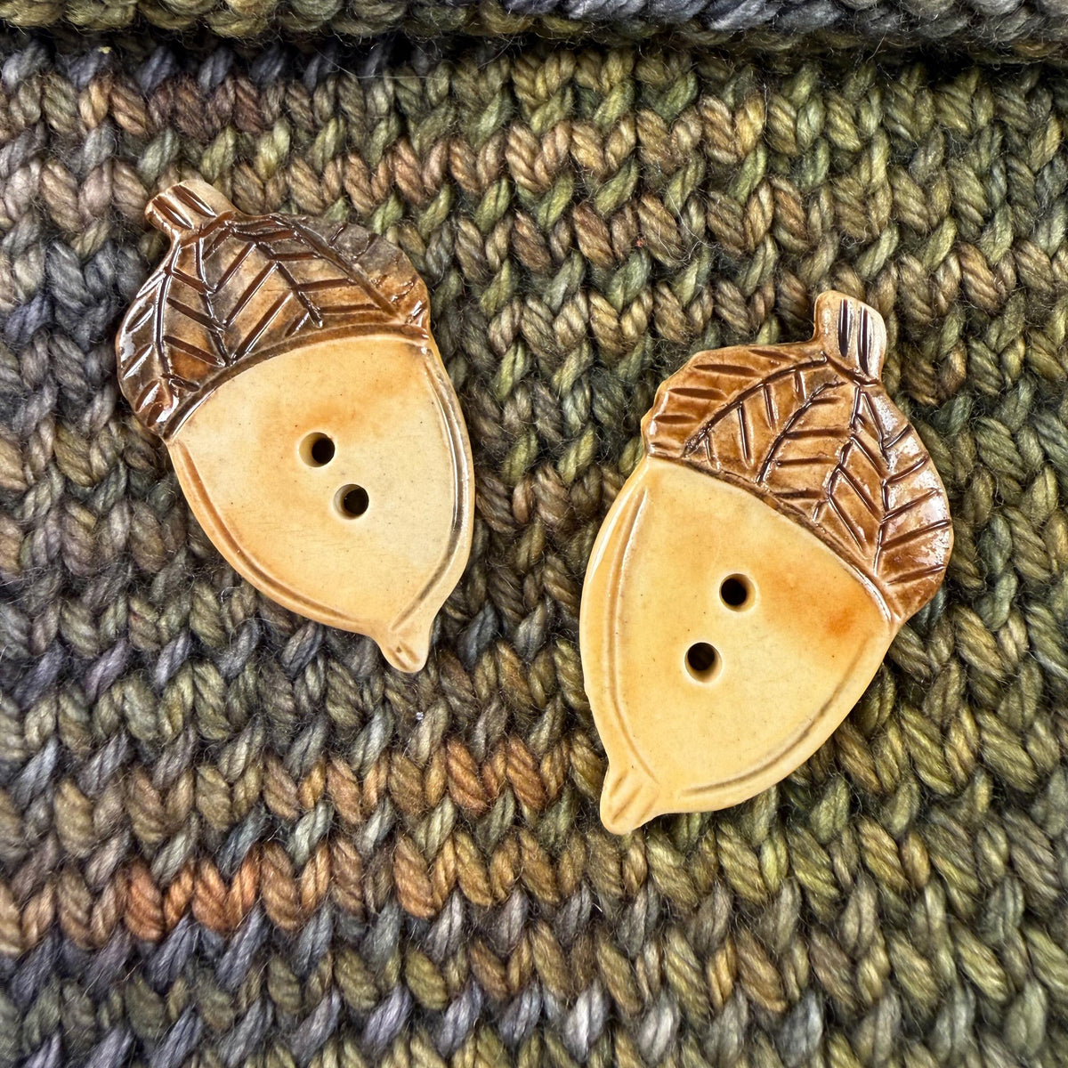 Pair Large Acorn Shaped Buttons