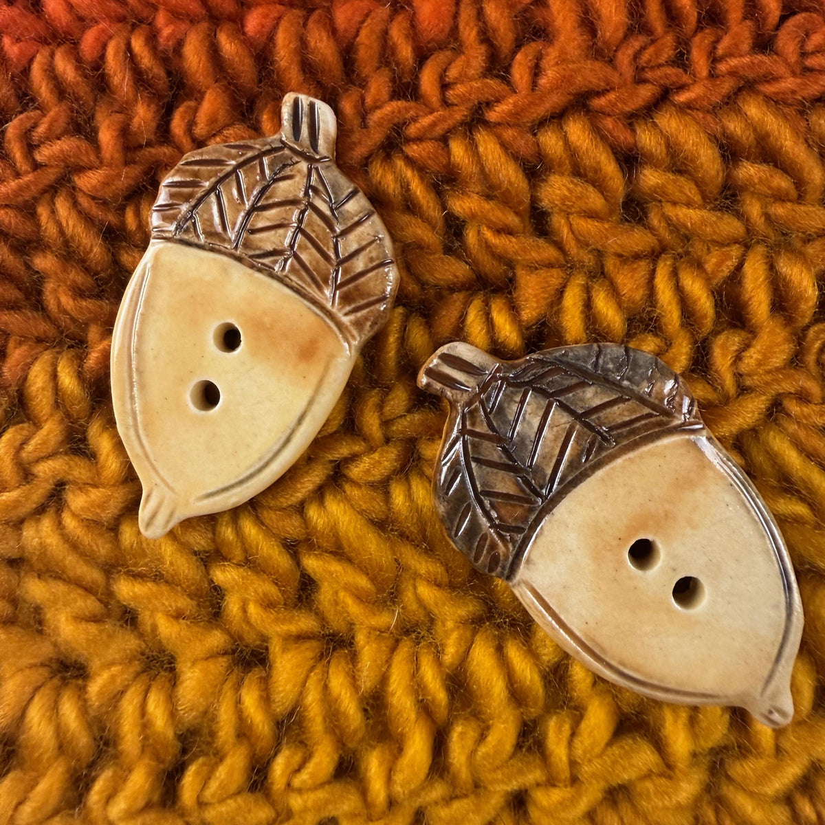 Pair Large Acorn Shaped Buttons