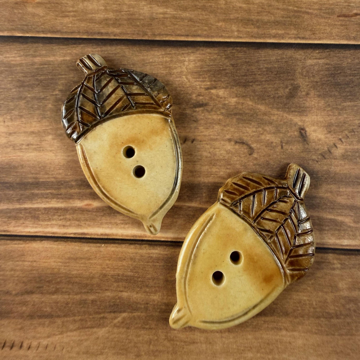 Pair Large Acorn Shaped Buttons