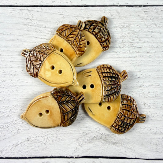 Pair Large Acorn Shaped Buttons