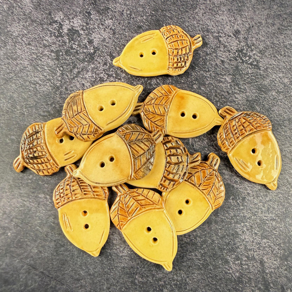 Pair Large Acorn Shaped Buttons