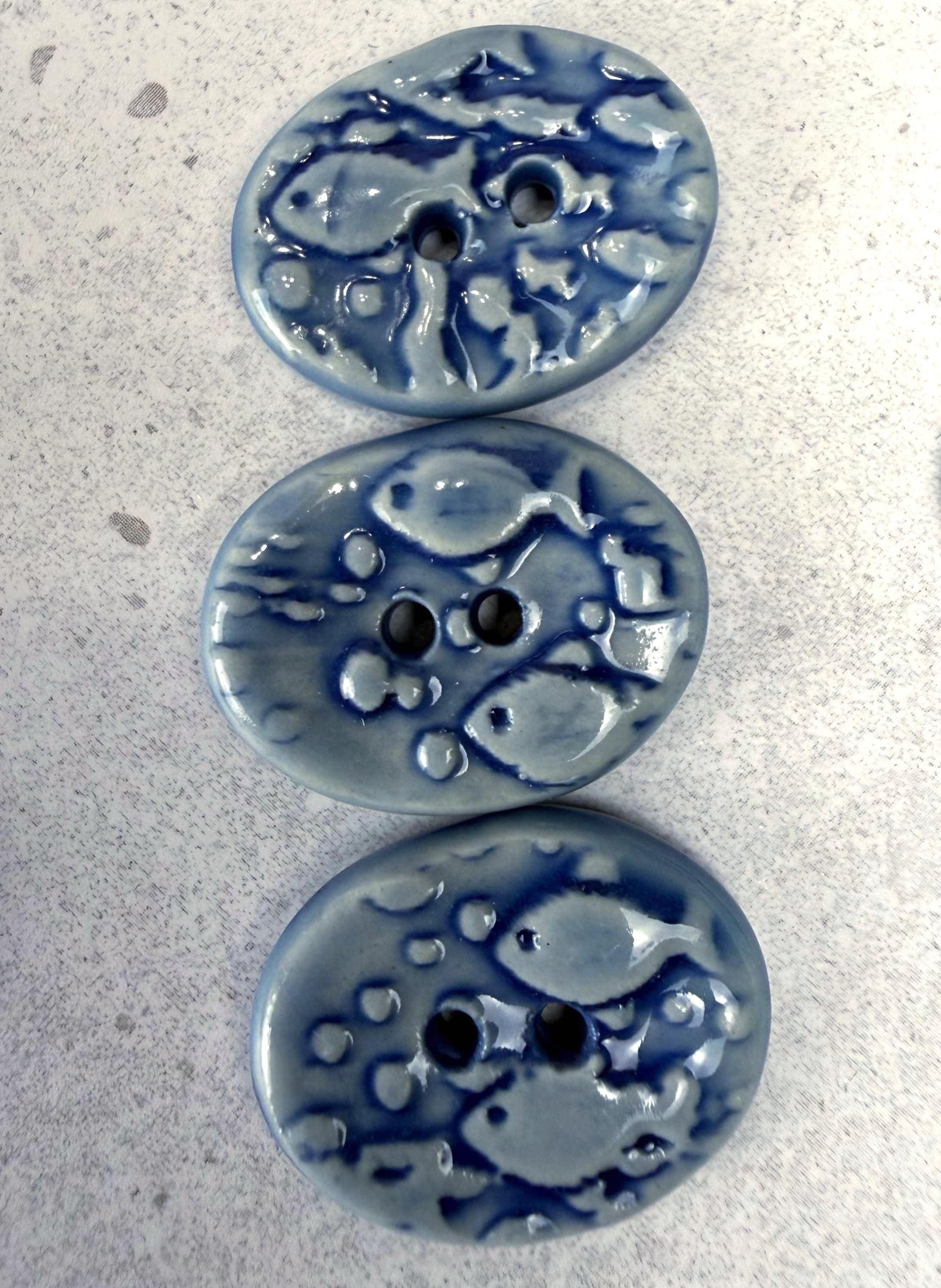 Blue School of Fish Oval Buttons