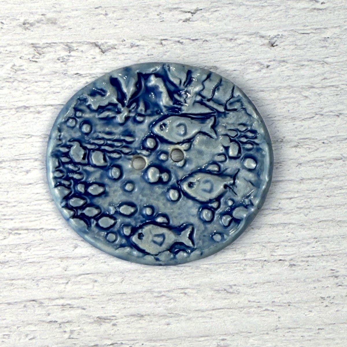Blue School of Fish Oval Buttons