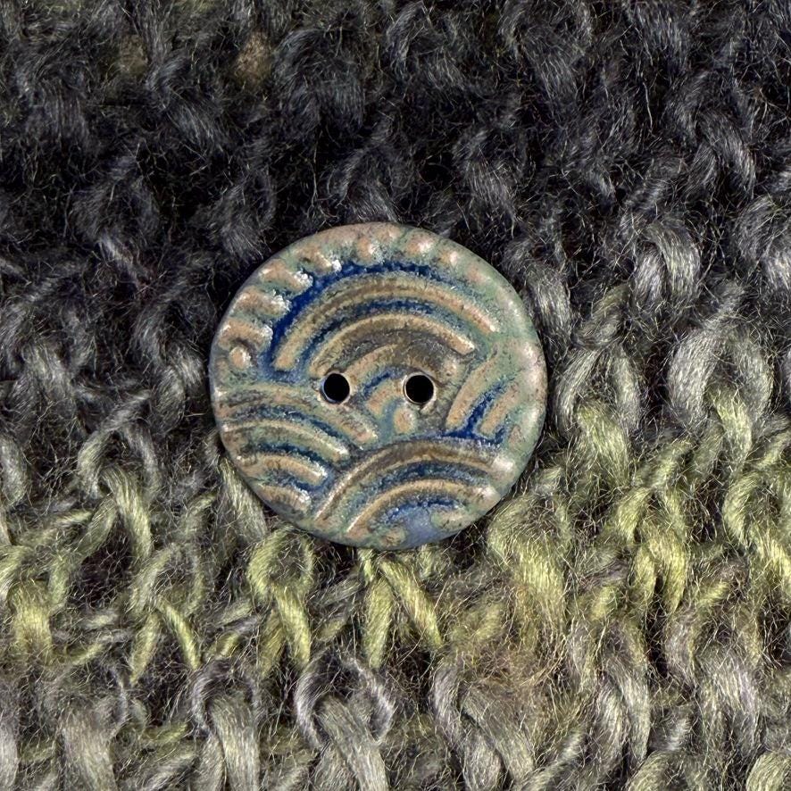 Blue and Green Wave Ceramic Buttons