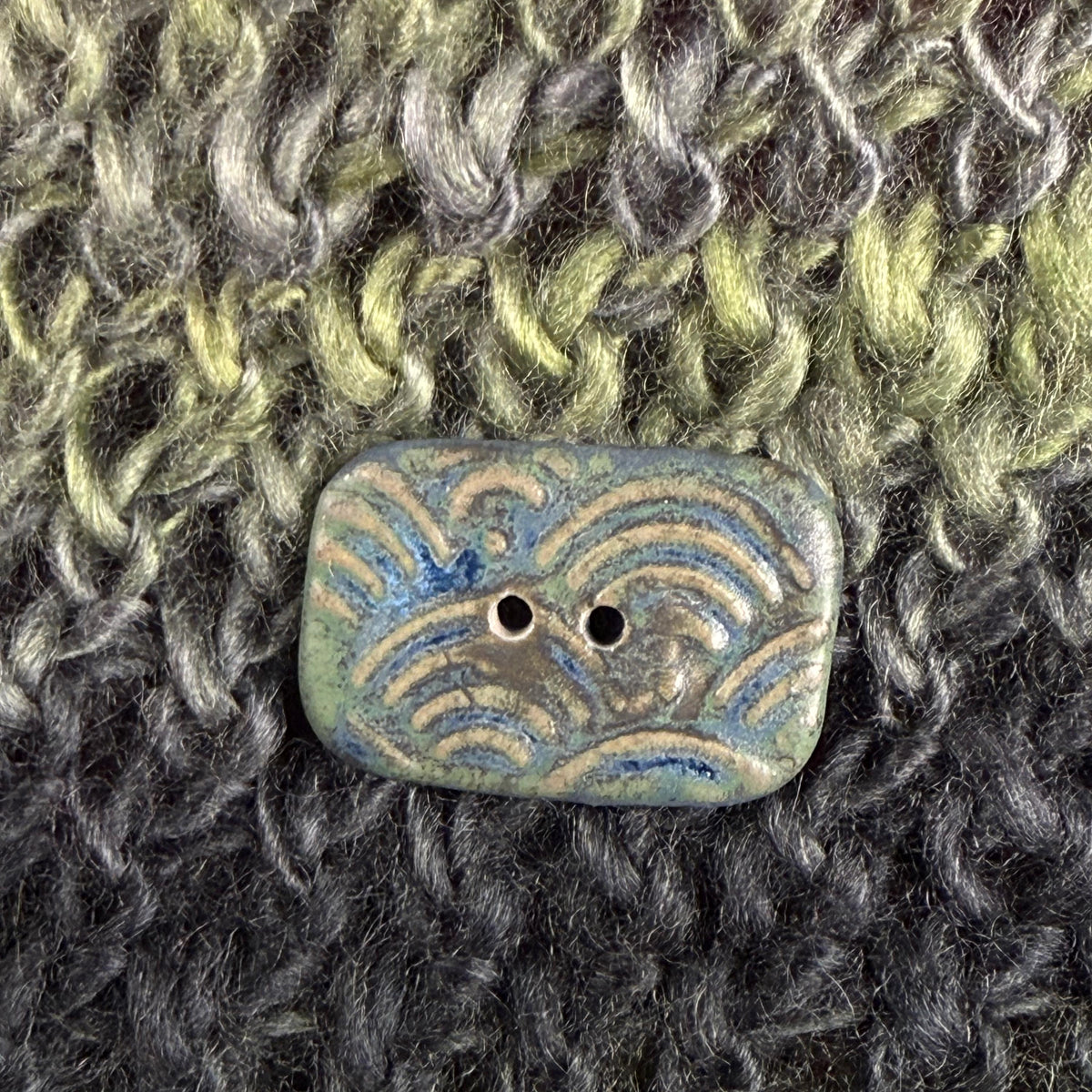 Blue and Green Wave Ceramic Buttons