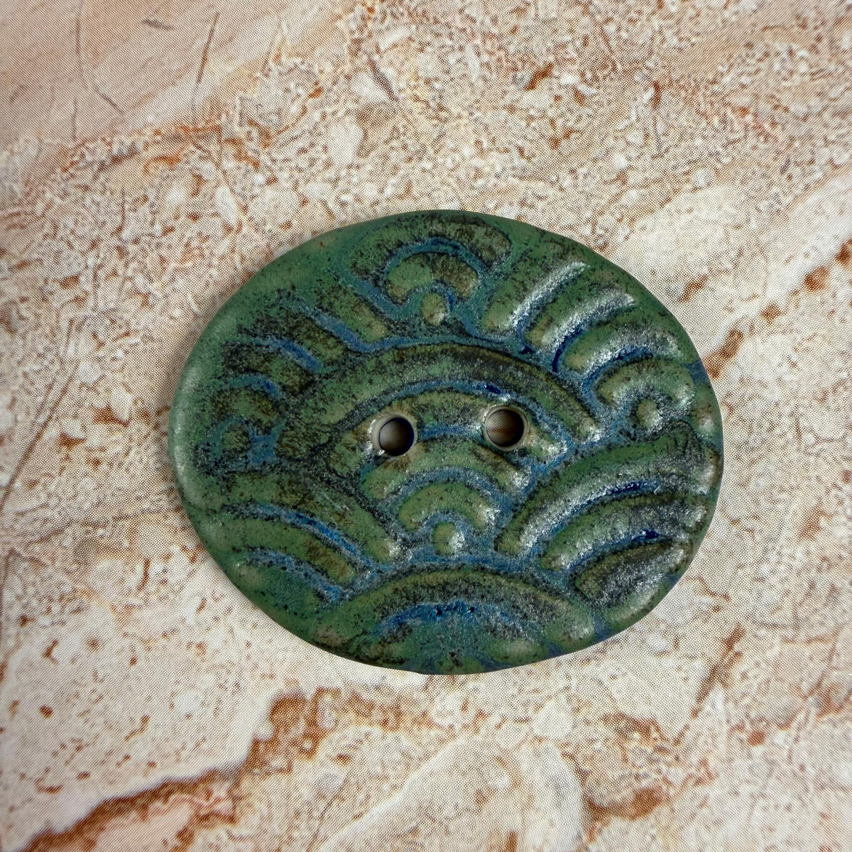 Blue and Green Wave Ceramic Buttons