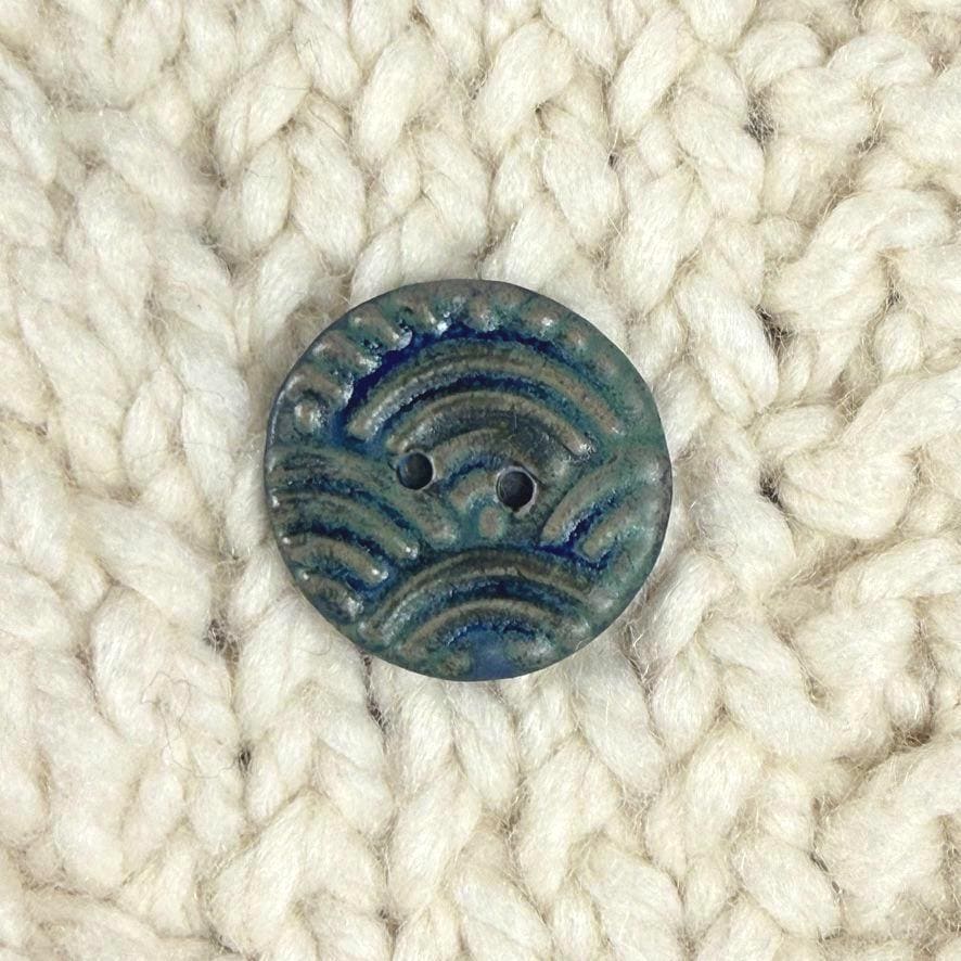 Blue and Green Wave Ceramic Buttons