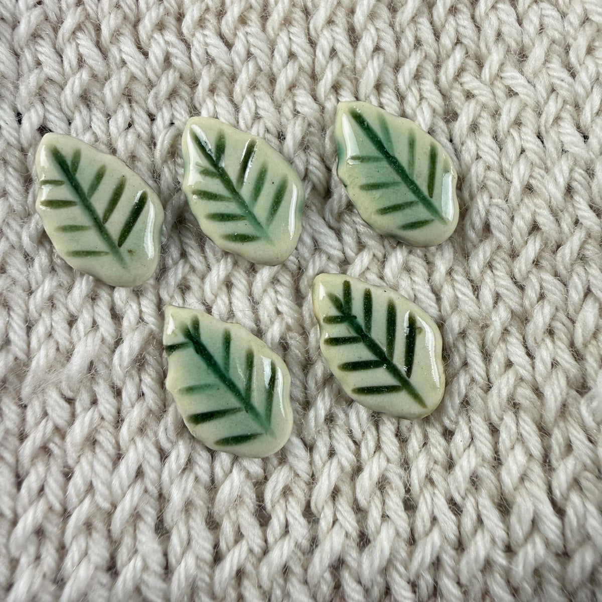 Tiny Light Green Leaf Buttons