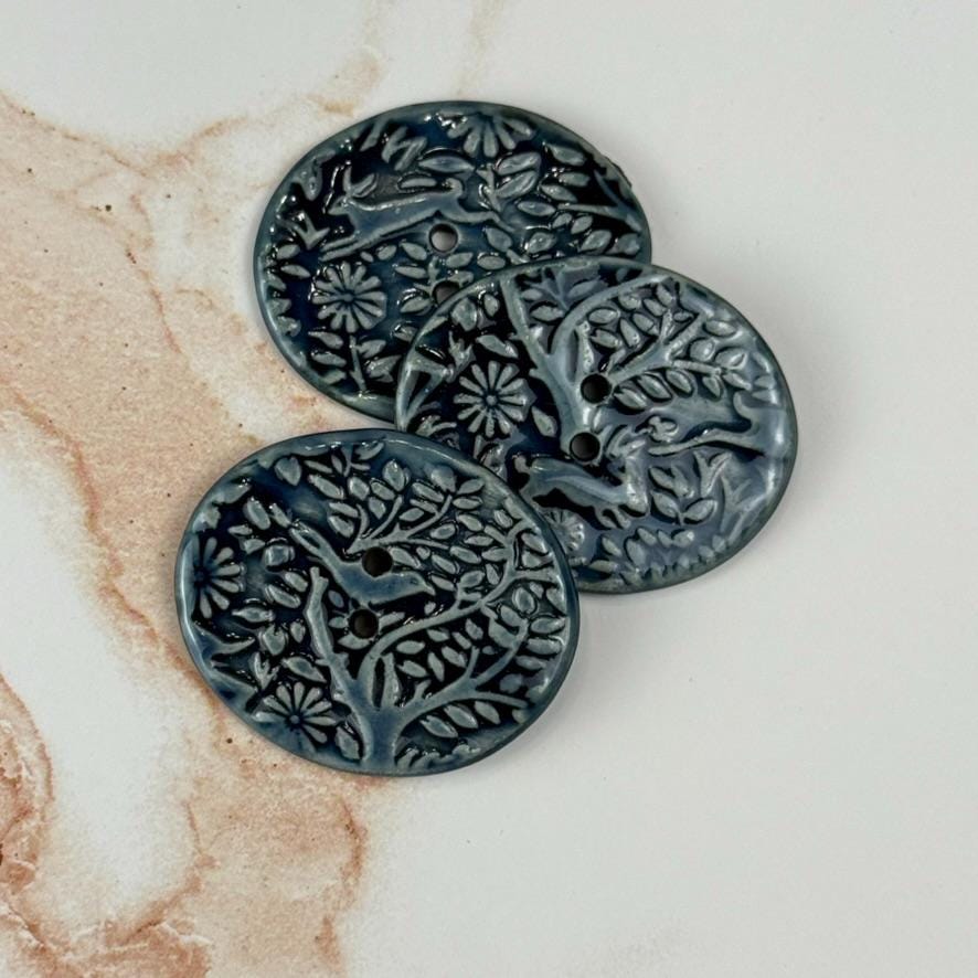 Deep Blue Woodland Buttons