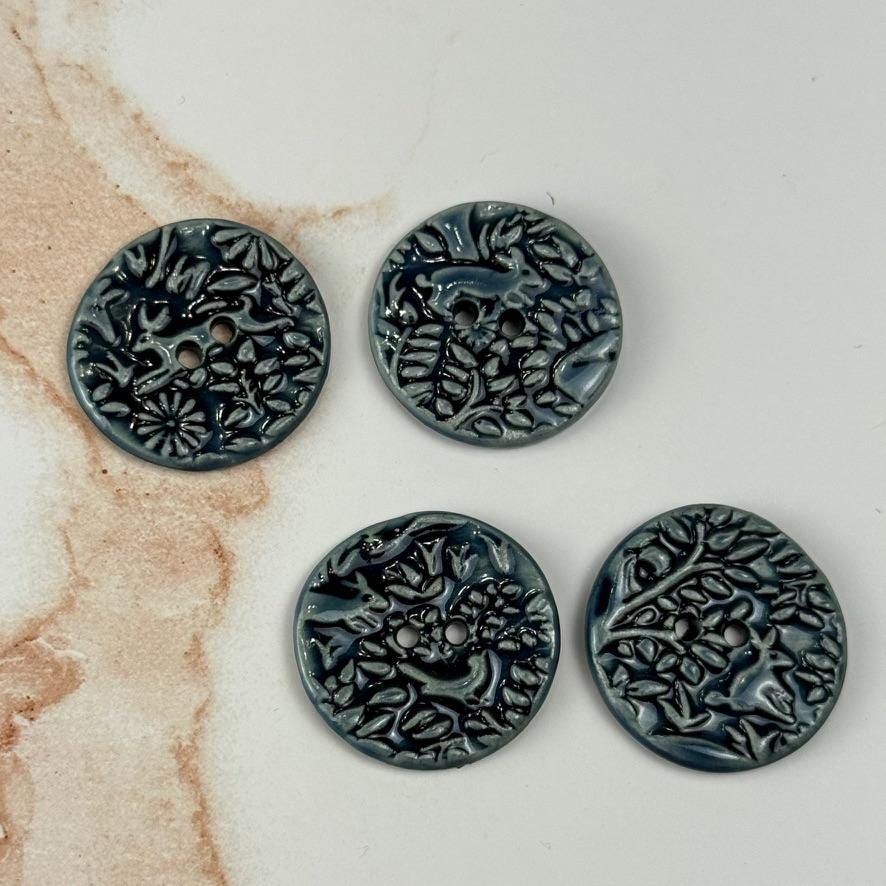 Deep Blue Woodland Buttons