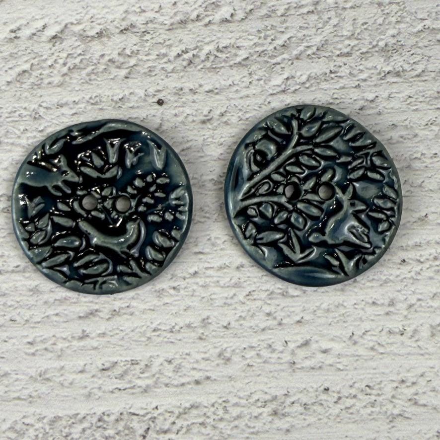 Deep Blue Woodland Buttons