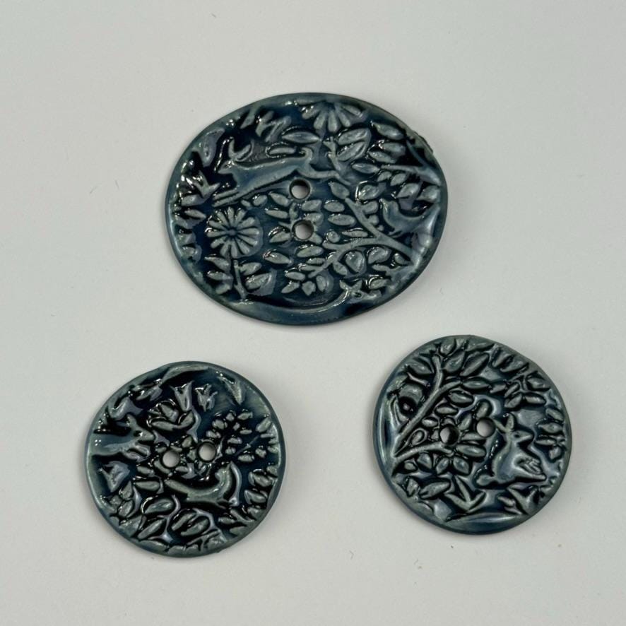 Deep Blue Woodland Buttons