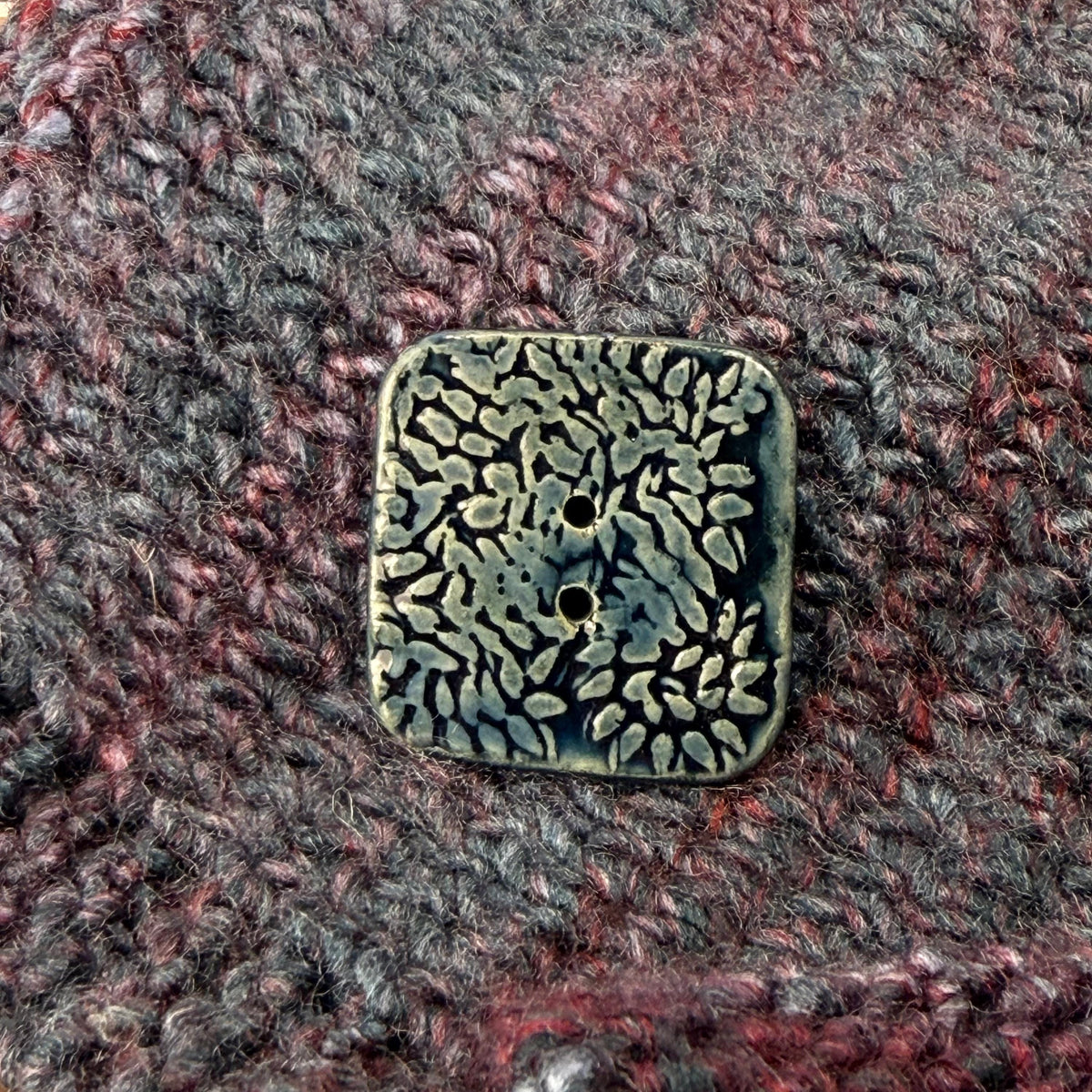 Deep Blue Malahide Hedge Leaves Button