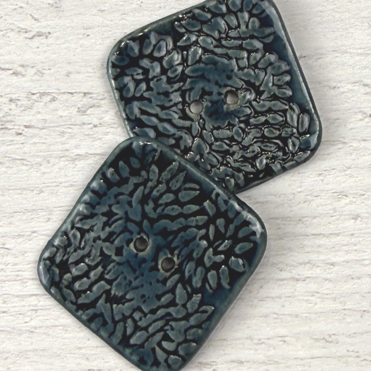 Deep Blue Malahide Hedge Leaves Button