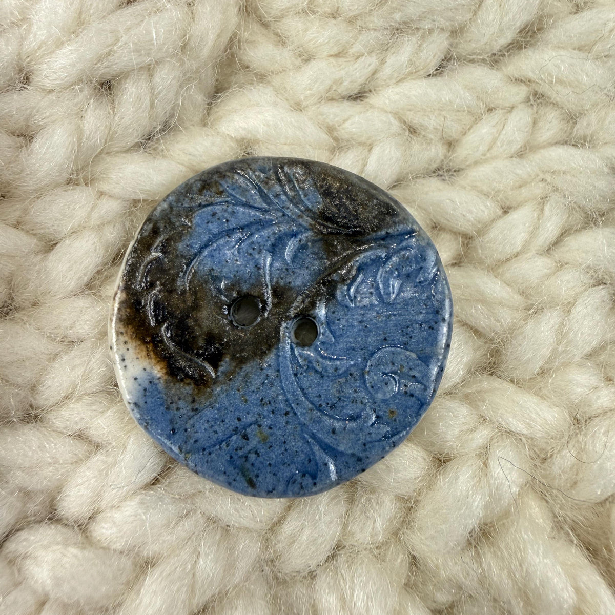 Blue, Brown, and White Speckled Porcelain Buttons