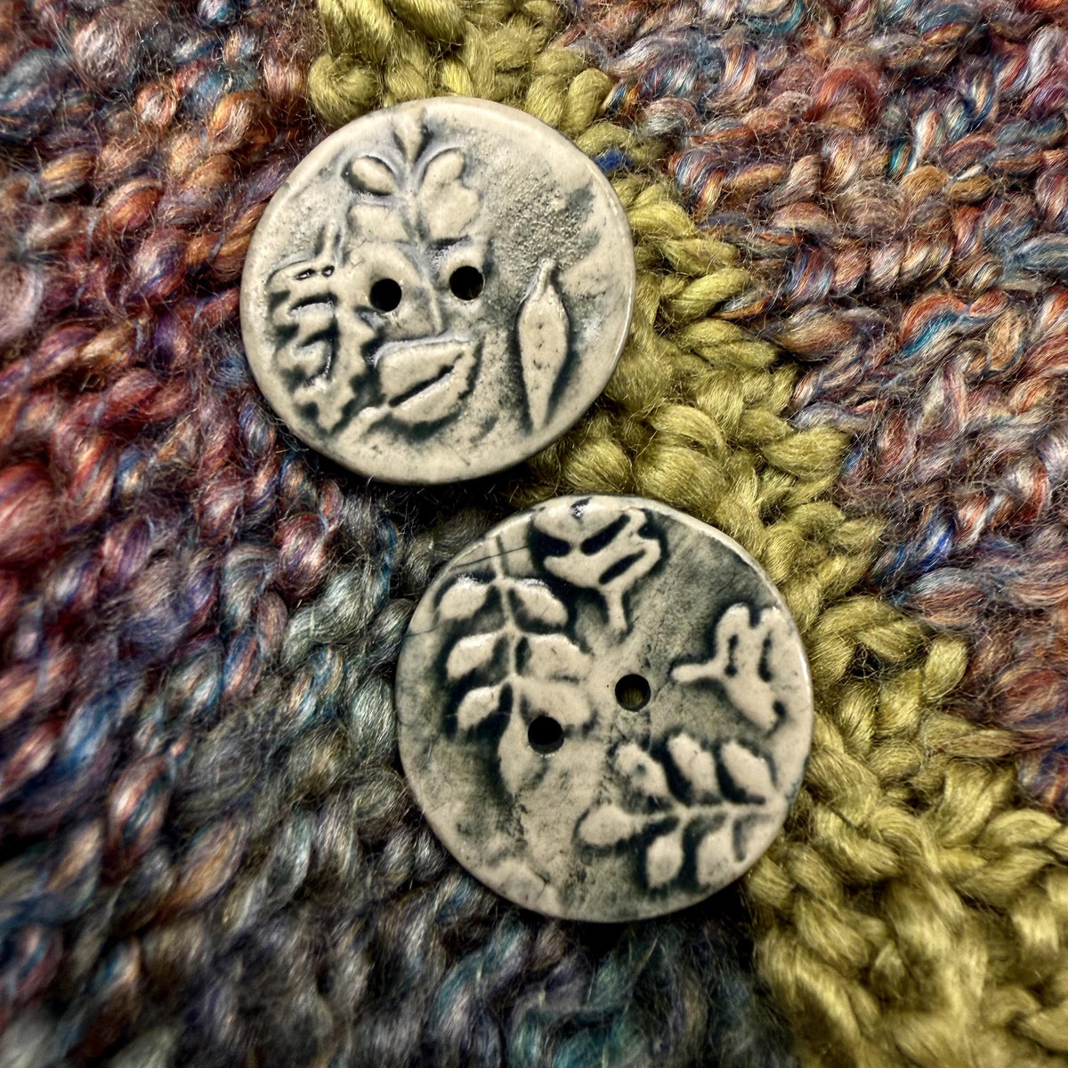 Forest Green and Off White Round Buttons