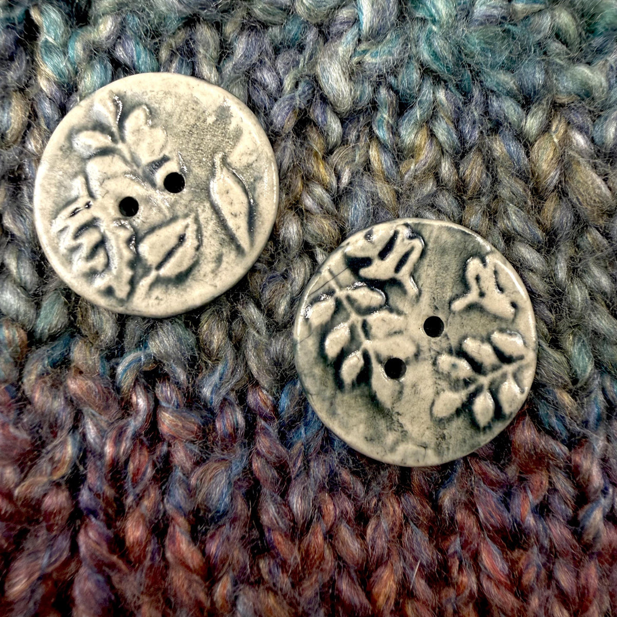 Forest Green and Off White Round Buttons