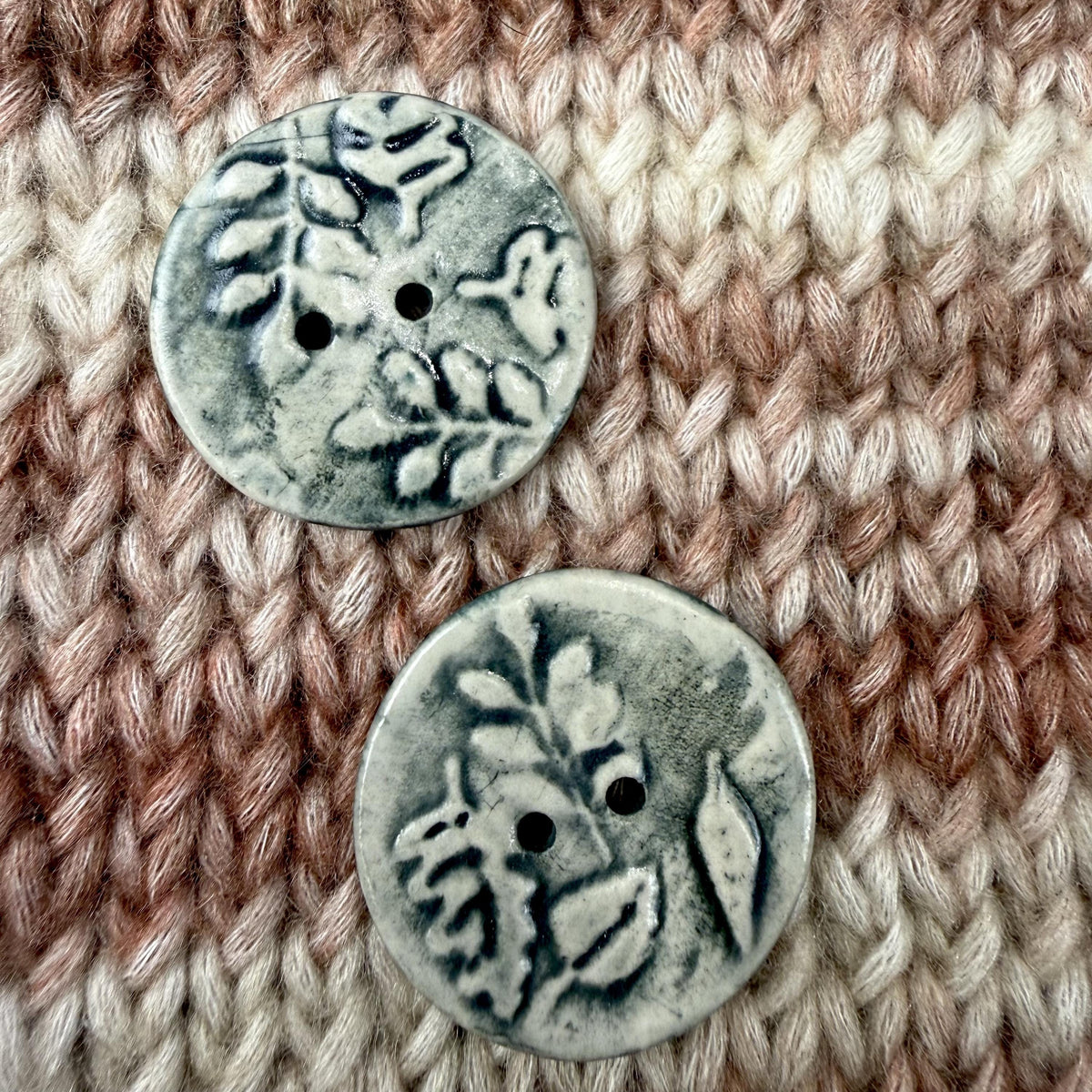 Forest Green and Off White Round Buttons