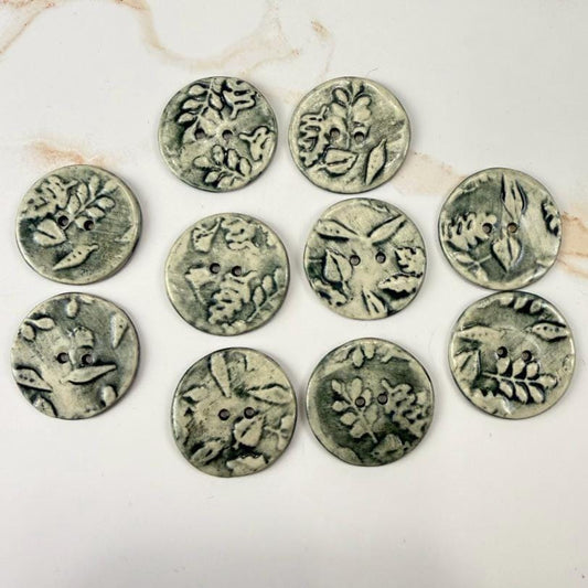 Forest Green and Off White Round Buttons