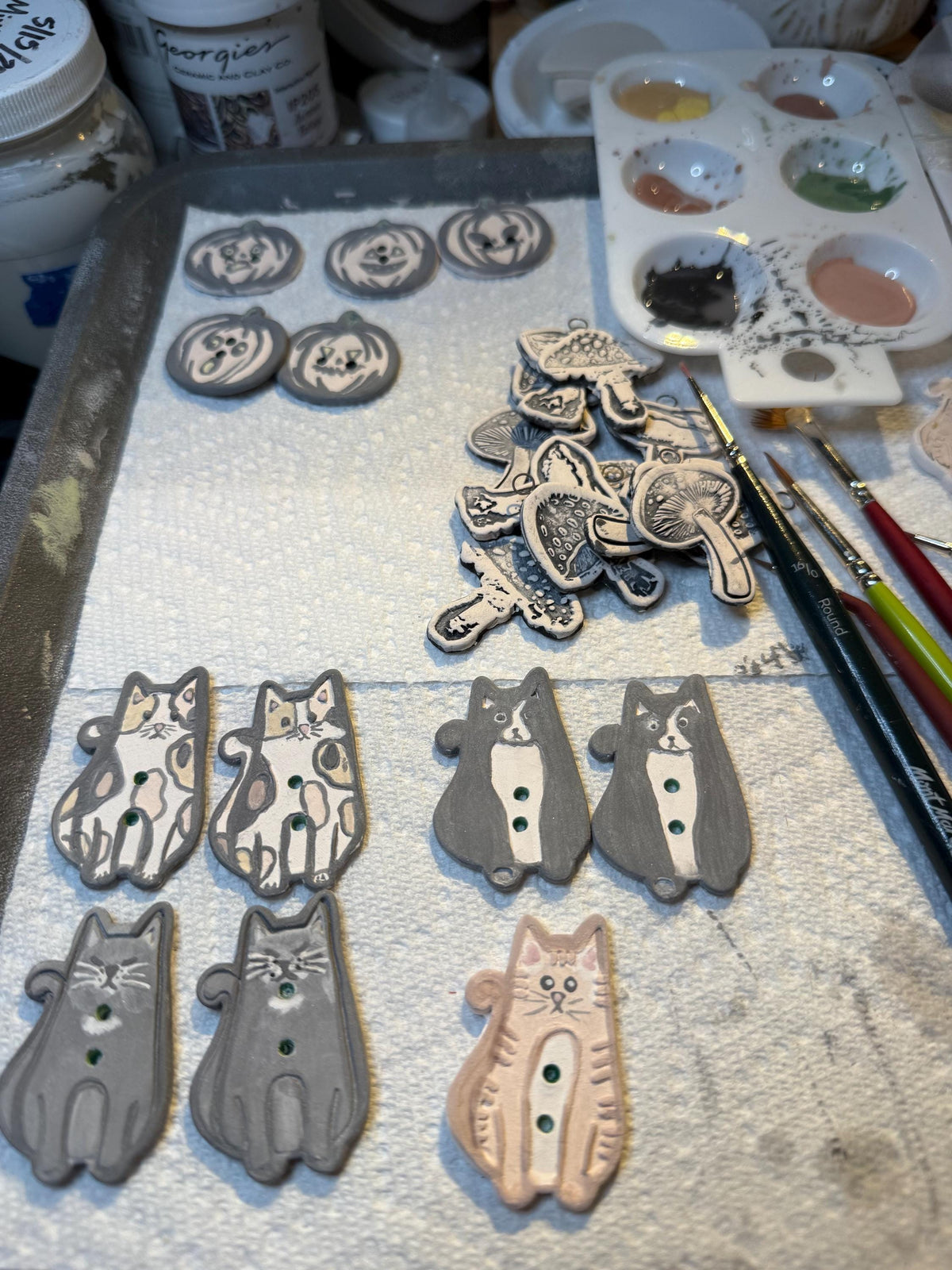 Large Cat Ceramic Button