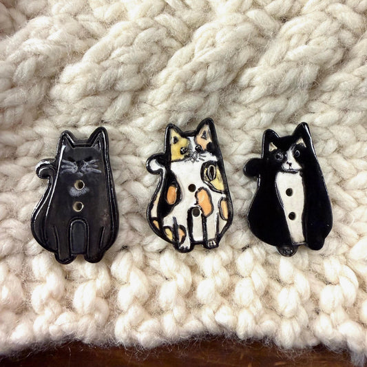 Large Cat Ceramic Button