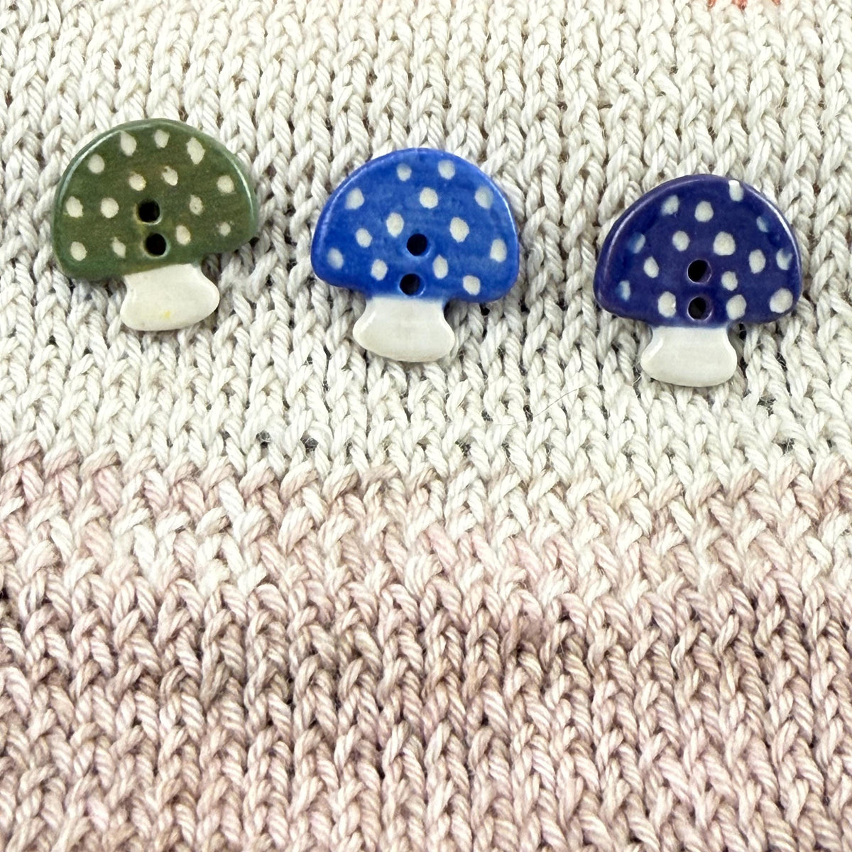 Rainbow Set of Mushrooms Ceramic Buttons