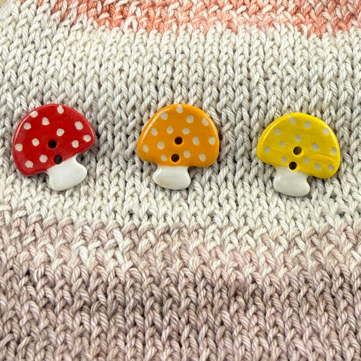 Rainbow Set of Mushrooms Ceramic Buttons