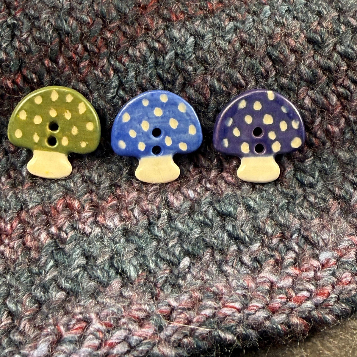 Rainbow Set of Mushrooms Ceramic Buttons